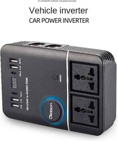 Invertor Auto 200W pentru Convertirea 12V DC în 220V AC cu 4xUSB