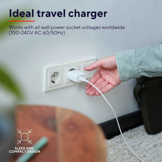 Trust Φορτιστής με Θύρα USB-C και Καλώδιο USB-C - USB-C 45W Power Delivery Λευκός (Maxo)