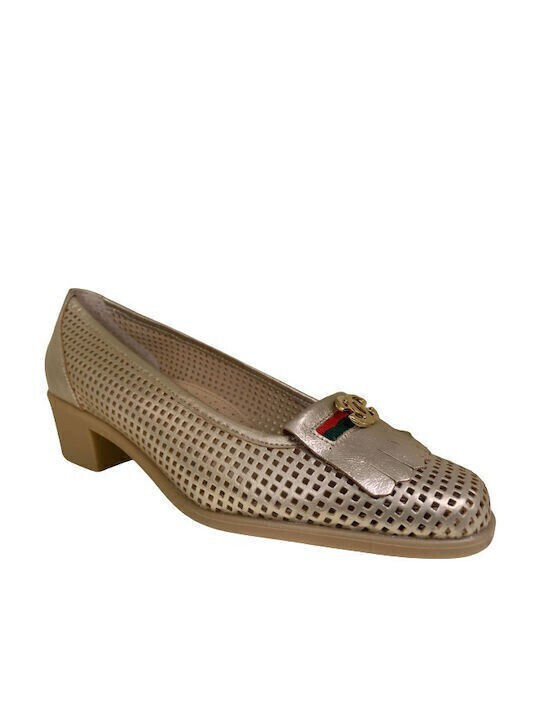 Leder Pumps Goldene
