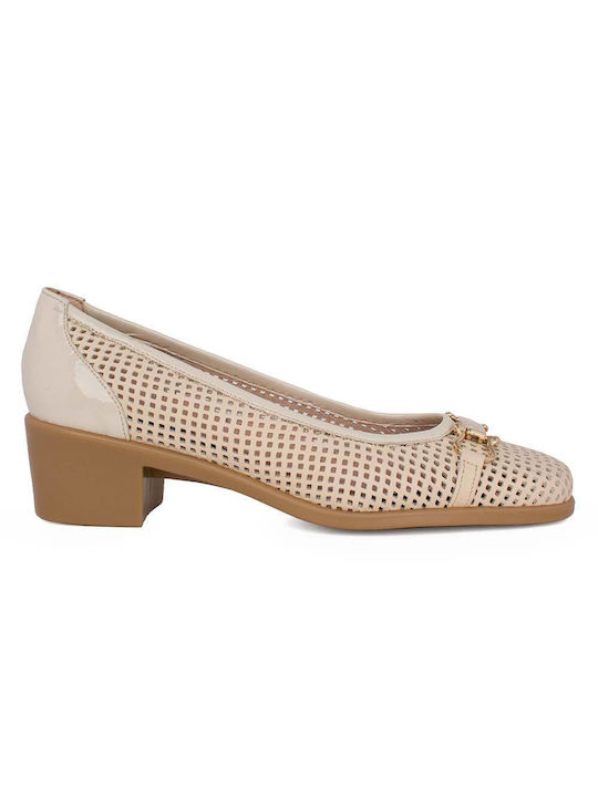 Castor Anatomic Leder Pumps mit mittelhohem Absatz Beige