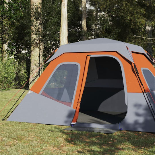 vidaXL Καλοκαιρινή Σκηνή Camping Γκρι για 6 Άτομα 344x282x192εκ.