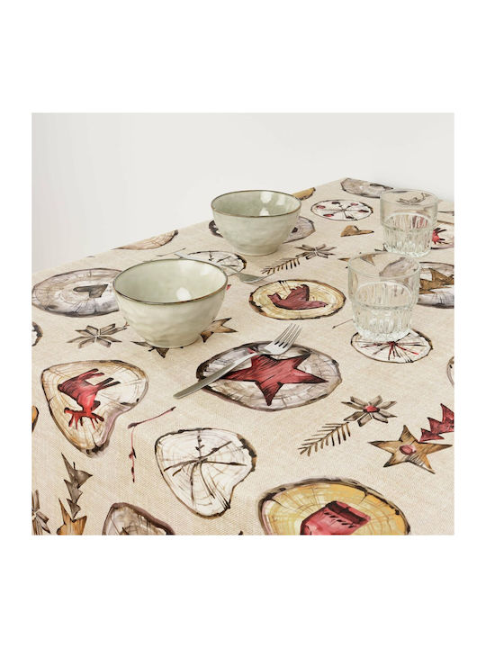 Mauré Christmas Tablecloth Wooden L140xW140cm 1pcs