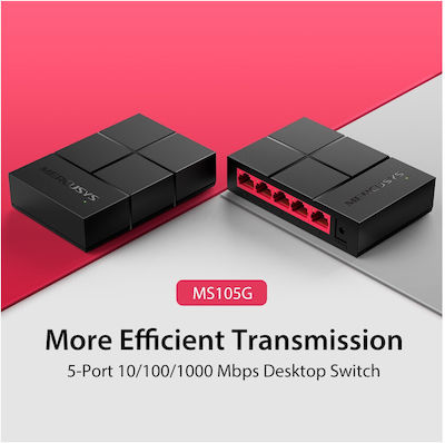 Mercusys MS105G v3 Unmanaged L2 Switch με 5 Θύρες Gigabit (1Gbps) Ethernet