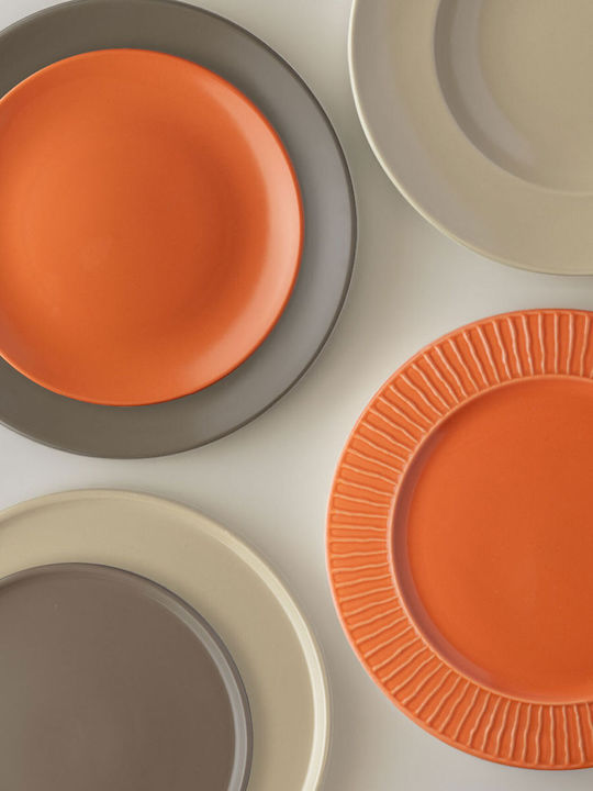 Ready Nature Lukanda Plate Pasta made of Porcelain Orange with Diameter 27cm 6pcs