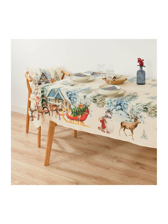 Mauré Christmas Tablecloth Fabric Multicolour L200xW155xD180cm 1pcs