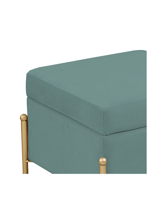 Stool For Living Room With Storage Space Upholstered with Velvet Panton Green-gold 40x40x36.5cm