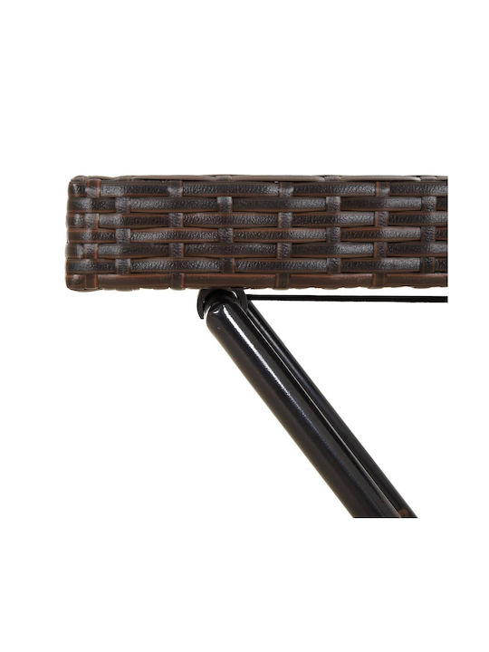 Auxiliary Outdoor Foldable Table with Rattan Surface and Metal Frame Natural 65x40x75cm