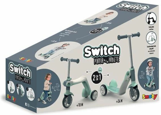 Smoby Trotinetă pentru Copii Switch 3 roți cu scaun Verde