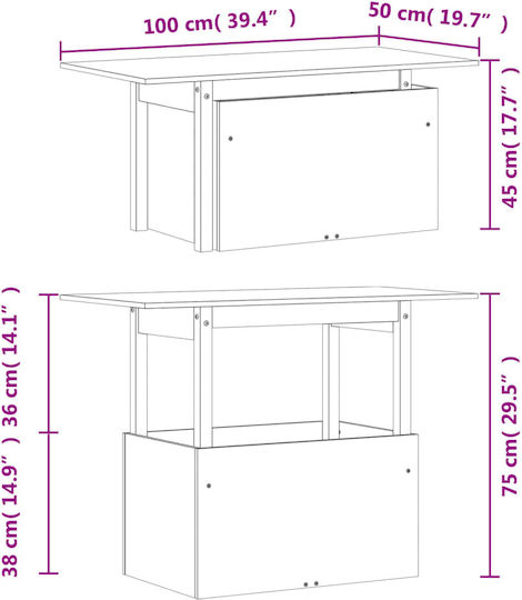 Masă Exterior Din Salcâm Maro Și Lemn De Brad 100x50x75cm