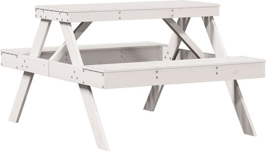 Outdoor Dinner Free Standing Wood Table White 105x134x75cm