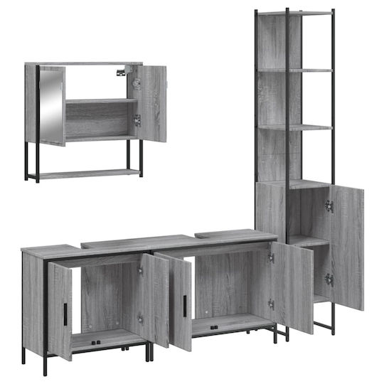 vidaXL Πάγκος με Νιπτήρα & Καθρέπτη Μ60xΒ16xΥ60cm Γκρι