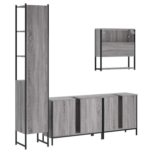 vidaXL Πάγκος με Νιπτήρα & Καθρέπτη Μ60xΒ16xΥ60cm Γκρι