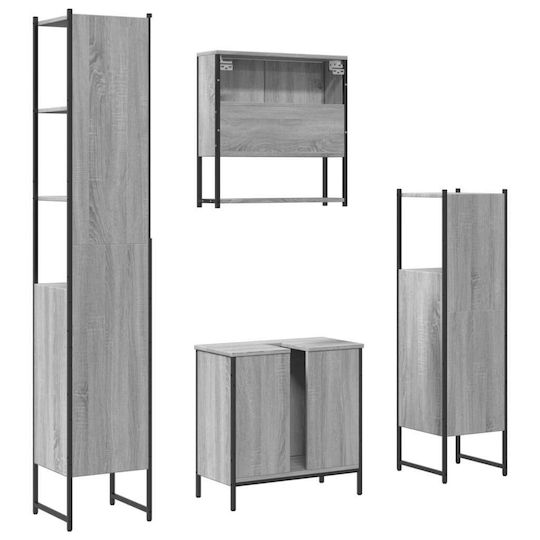 vidaXL Πάγκος με Νιπτήρα & Καθρέπτη Μ60xΒ16xΥ60cm Γκρι