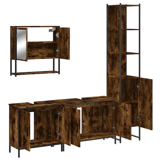 vidaXL Countertop with Sink & Mirror L60xW16xH60cm Coffee