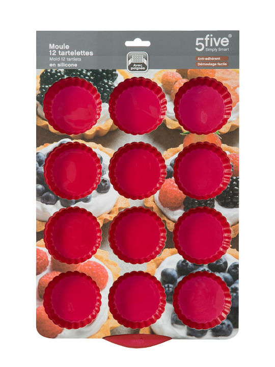 Formă de Patiserie pentru Tartă din Silicon 12 Locuri 33.5x27x2buc Red 1buc