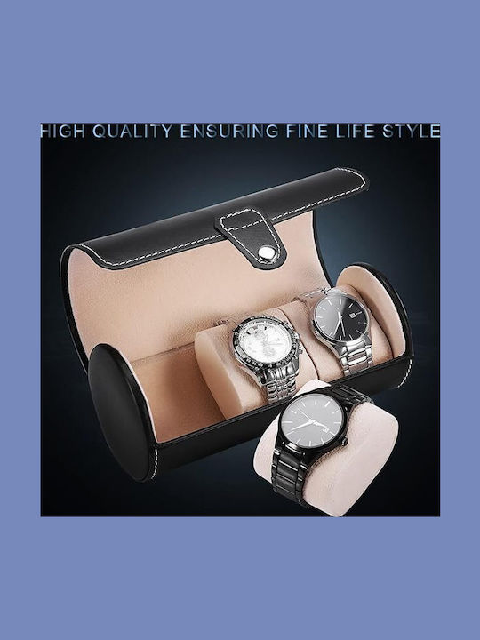 HuiXin Leather Case for 3 watches in Black color HX-070