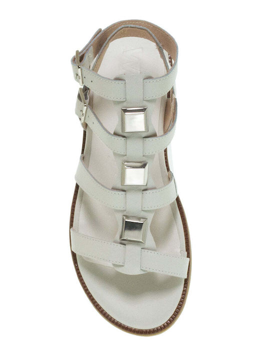 Wonders Leather Women's Flat Sandals in White Color