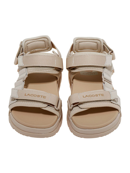Suruga Leather Women's Flat Sandals Sporty in Ecru Color