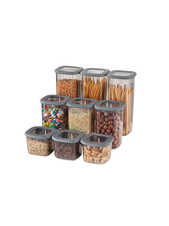 Hermia Set 9Stück Allgemeine Verwendung Glasgefäße mit Kunststoffverschluss Transparent 550ml