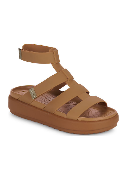 Brooklyn Luxe Women's Flat Sandals Gladiator in Brown Color