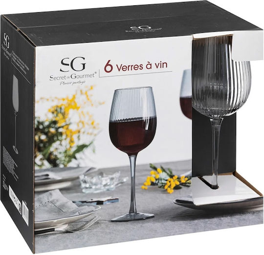 Secret de Gourmet Midnight Set of Glasses for Red Wine made of Glass Stemmed 380ml 6pcs