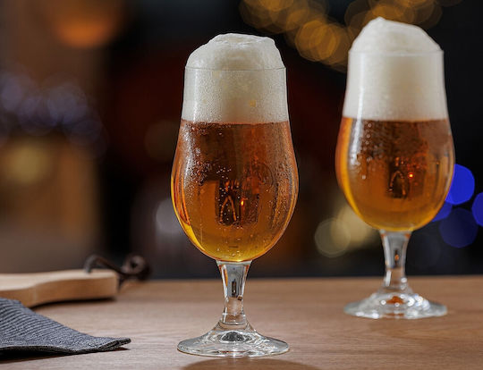 Secret de Gourmet Set of Glasses Beer, μπίρας made of Glass Stemmed 370ml 4pcs