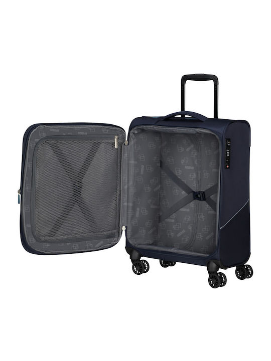 American Tourister SummerRide Cabin Fabric Suitcase Navy Blue With 4 Wheels Height 55cm