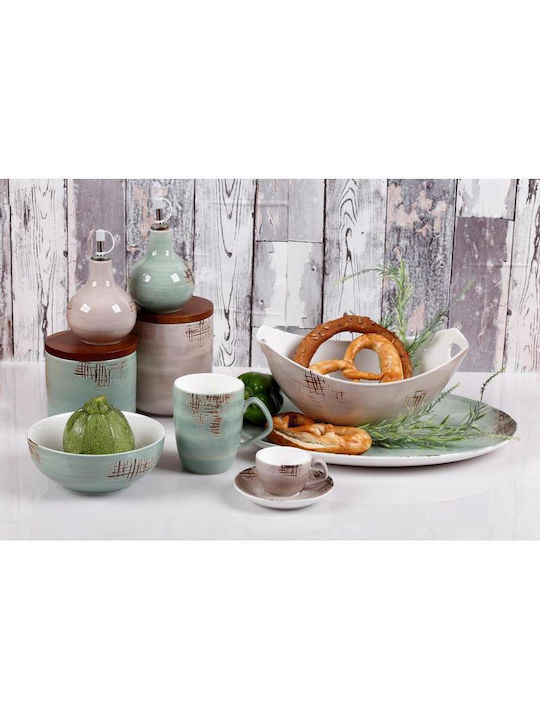 Cryspo Trio Porcelain Dessert Tower Stand with 2 Tiers Country Mix Green Ø26.5cmxY23cm