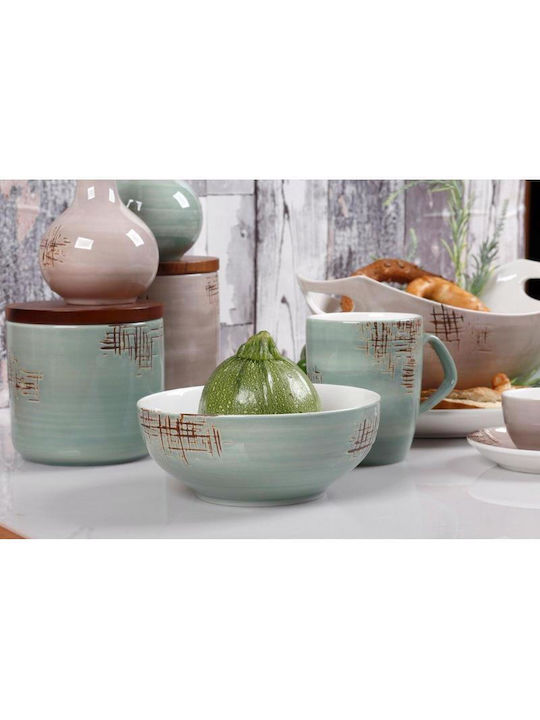 Cryspo Trio Porcelain Dessert Tower Stand with 2 Tiers Country Mix Green Ø26.5cmxY23cm
