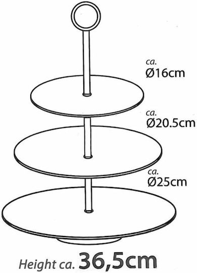 JK Home Decoration Inox Εταζέρα 3 Ορόφων Ασημί Ø25xY26cm
