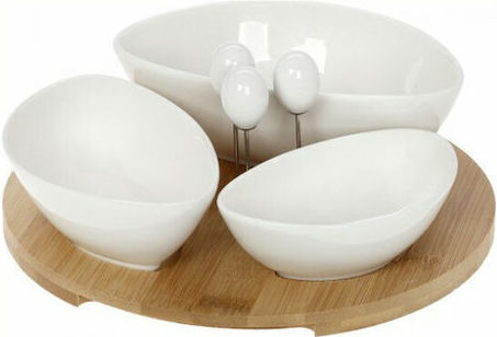 Cryspo Trio Lotos Porzellan Ordnungshüter 3 Schlitze mit Basis Weiß Ø21xH21cm W21xL21xH21cm 3Stück