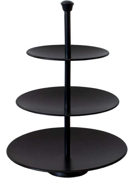 JK Home Decoration Metallic Dessert Tower Stand with 3 Tiers Black Ø25cmxY36.5cm