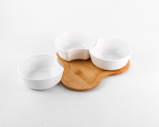 Cryspo Trio Lotos Porzellan Ordnungshüter 3 Schlitze mit Basis Weiß Ø21xH21cm W21xL21xH21cm 3Stück