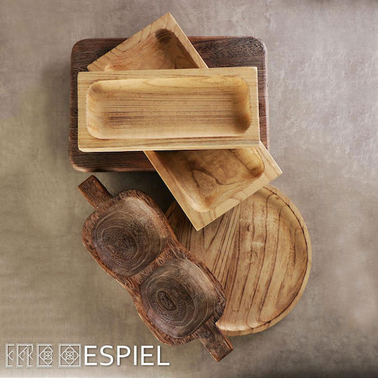 Espiel Wooden Dessert Divided Serving Plate with 2 Slots Brown 40.5x15x4cm