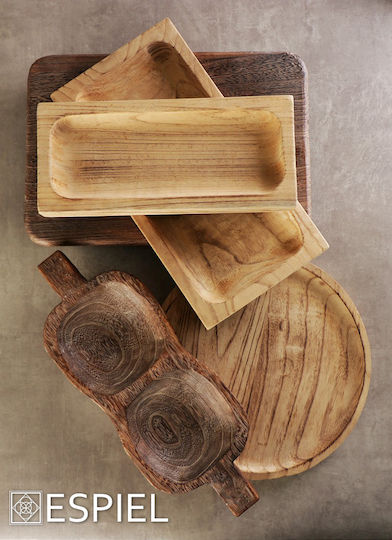 Espiel Wooden Dessert Divided Serving Plate with 2 Slots Brown 40.5x15x4cm