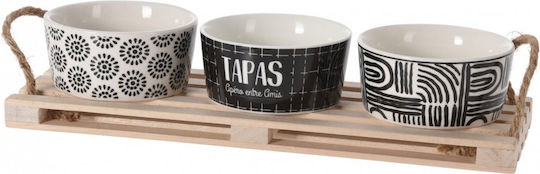 Excellent Houseware Ceramic Dessert Divided Serving Tray with 3 Slots Multicolour 23x9x5.5cm 4pcs