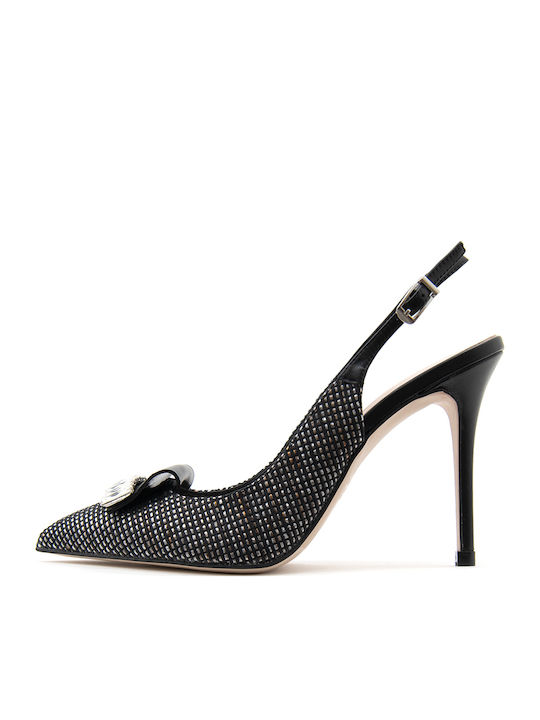 Fardoulis Leder Pumps mit Riemchen & hoher Absatz Silber