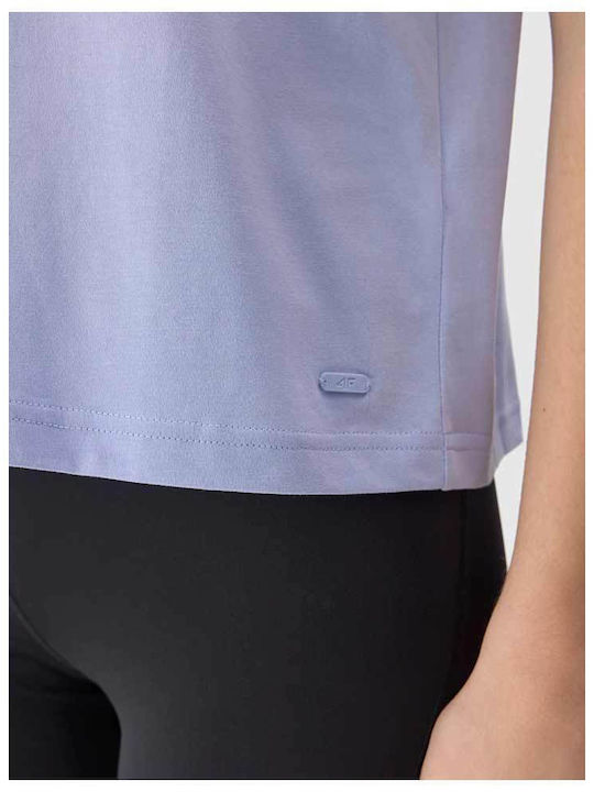 Damen Bluse Baumwolle Kurzärmelig Flieder