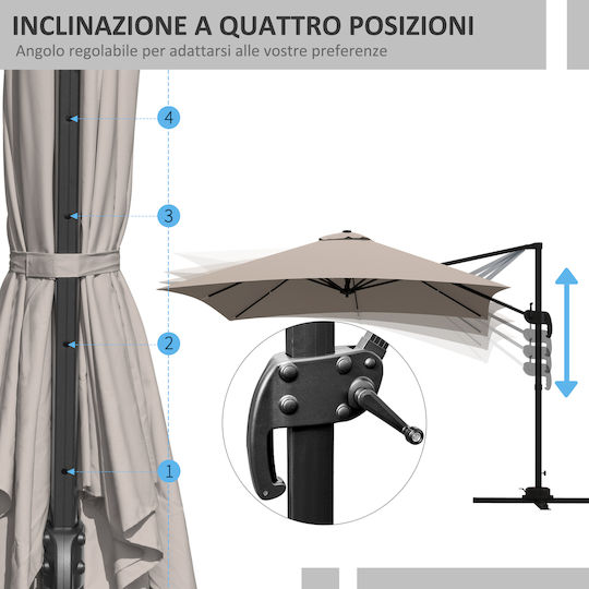 Hanging Square Aluminum Khaki Garden & Terrace Parasol 3x3m