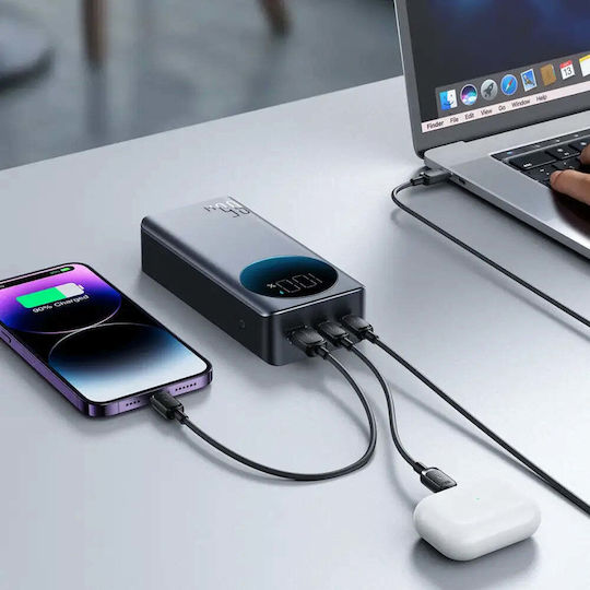 Joyroom JR-PBF05 Външна Батерия 30000mAh 65W с USB-A Изходен Порт и 2 USB-C Изходни Порта Power Delivery Бързо Зареждане PPS Черна