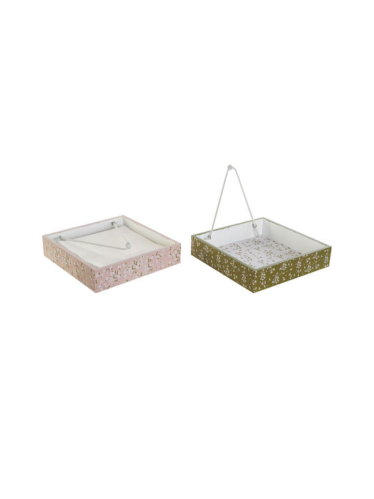 DKD Home Decor Set 4buc Borcane pentru Maro cu capac Metalic Verde 18x4x18cm