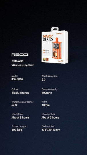 Recci Bluetooth Speaker 5W with Battery Life up to 3 hours Black RSK-W30