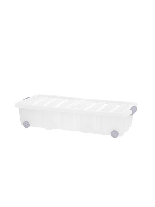 Plastic Storage Box with Wheels and Lid Transparent 80x40x17cm