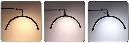 Adjustable Half Moon Salon Aesthetic Light with Clamp, 3 Lighting Modes, Black (Hd-m3x)