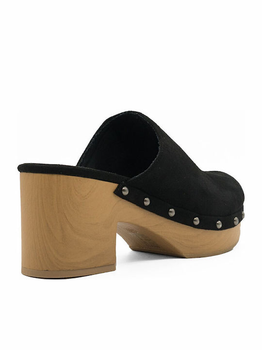 Mules mit Chunky Hoch Absatz in Schwarz Farbe