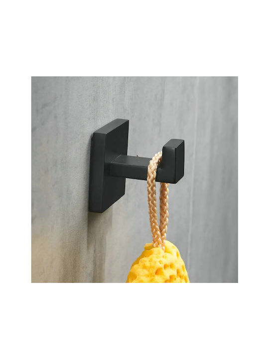 Άγκιστρο Μπάνιου Μονό με Βίδες ​4.5x4.5cm Inox Μαύρο