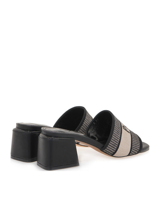 Carmen 328 Mules with Chunky High Heel in Black Color