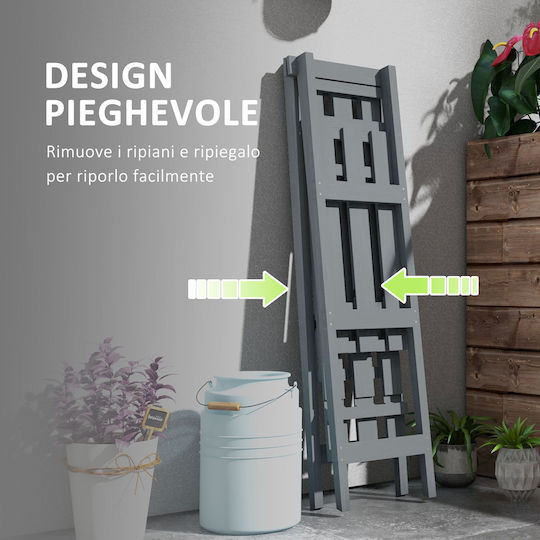 Ghiveci vertical cu 3 nivele cu strunguri din lemn de molid 100x36x112 Cm Gri