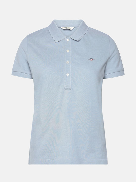 Gant Women's Polo Blouse Short Sleeve Light Blue