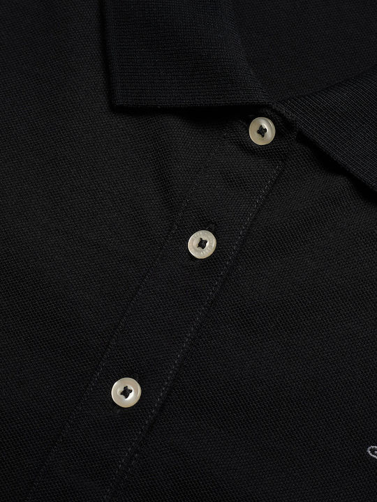 Damen Polo Bluse Kurzarm Schwarz